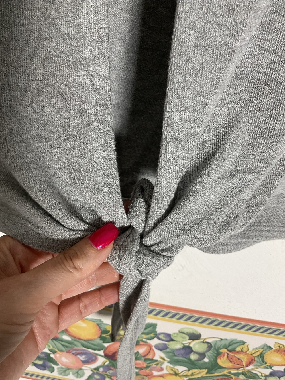 ALYA Gray Ribbed Short Sleeve Crossover Open Back Tie Top Size M - Picture 3 of 8